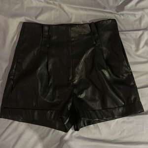 Express high rise leather shorts